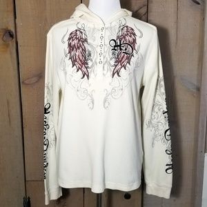 Harley-Davidson Hooded Waffle Knit Pullover Sz 2XL